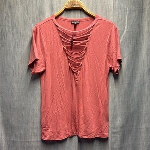 Express Pink Cut Out Short Sleeve T-Shirt size XS NWT